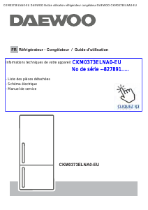 Mode d’emploi Daewoo CKM0373ELNA0-EU Réfrigérateur combiné