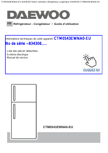 Mode d’emploi Daewoo CTM0543EWNA0-EU Réfrigérateur combiné