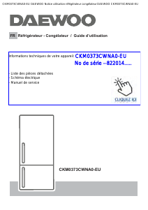 Mode d’emploi Daewoo CKM0373CWNA0-EU Réfrigérateur combiné