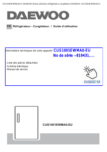Mode d’emploi Daewoo CUS1001EWMA0-EU Réfrigérateur combiné