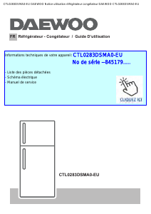 Mode d’emploi Daewoo CTL0283DSMA0-EU Réfrigérateur combiné