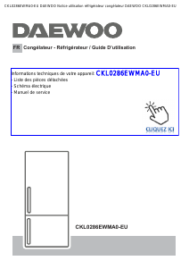 Mode d’emploi Daewoo CKL0286EWMA0-EU Réfrigérateur combiné