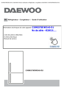 Mode d’emploi Daewoo CKM0379EWEA0-EU Réfrigérateur combiné