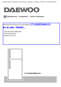 Mode d’emploi Daewoo CTL0263DSMA0-EU Réfrigérateur combiné