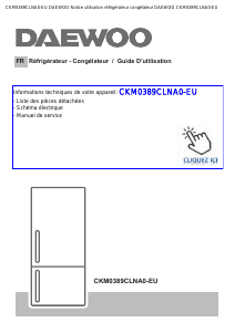Mode d’emploi Daewoo CKM0389CLNA0-EU Réfrigérateur combiné