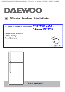 Mode d’emploi Daewoo CTL0283DBMA0-EU Réfrigérateur combiné