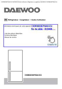 Mode d’emploi Daewoo CKM0653EPNA00-EU Réfrigérateur combiné