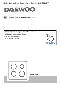 Mode d’emploi Daewoo H6G21L1FR Table de cuisson