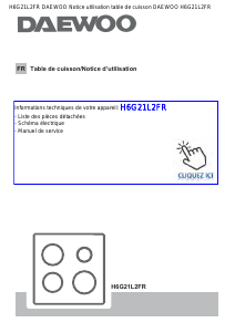 Mode d’emploi Daewoo H6G21L2FR Table de cuisson