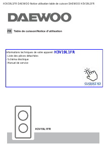Mode d’emploi Daewoo H3V19L1FR Table de cuisson