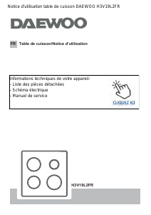 Mode d’emploi Daewoo H3V19L2FR Table de cuisson