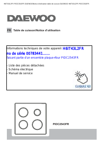 Mode d’emploi Daewoo H6IT43L2FR Table de cuisson