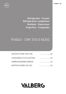 Mode d’emploi Valberg CNF 310 D X625C Réfrigérateur combiné