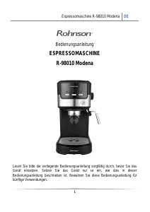Bedienungsanleitung Rohnson R-98010 Modena Espressomaschine