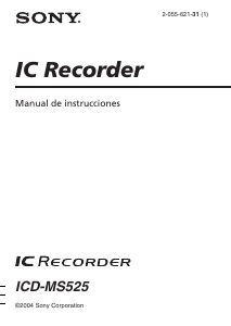 Manual de uso Sony ICD-MS525 Grabadora de voz