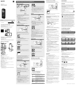 Mode d’emploi Sony ICD-PX370 Enregistreur numérique
