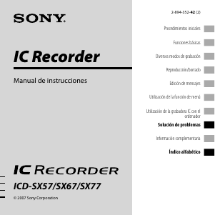 Manual de uso Sony ICD-SX67 Grabadora de voz