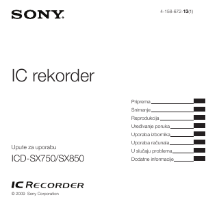 Priručnik Sony ICD-SX850 Audiosnimač