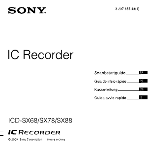 Bruksanvisning Sony ICD-SX88 Diktafon