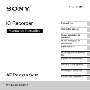 Manual Sony ICD-UX512 Gravador de voz