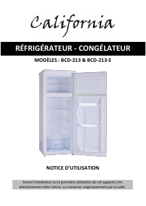 Mode d’emploi California BCD-213 Réfrigérateur combiné