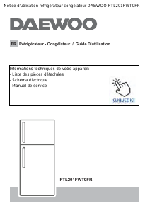 Mode d’emploi Daewoo FTL201FWT0FR Réfrigérateur combiné
