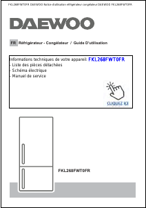 Mode d’emploi Daewoo FKL268FWT0FR Réfrigérateur combiné