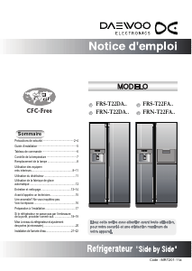 Mode d’emploi Daewoo FRS-T22FAS Réfrigérateur combiné