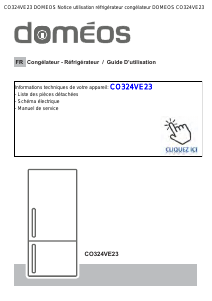 Mode d’emploi Doméos CO324VE23 Réfrigérateur combiné