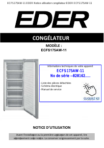 Mode d’emploi Eder ECFS175AW-11 Congélateur