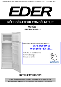 Mode d’emploi Eder ERFS243P2W-11 Réfrigérateur combiné