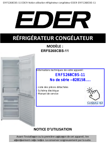 Mode d’emploi Eder ERFS268CBS-11 Réfrigérateur combiné
