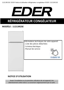 Mode d’emploi Eder 11213R2SE Réfrigérateur combiné