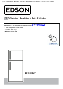 Mode d’emploi Edson ED2632DWF Réfrigérateur combiné