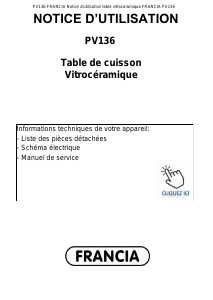 Mode d’emploi Francia PV136 Table de cuisson