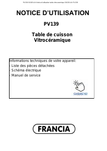 Mode d’emploi Francia PV139 Table de cuisson
