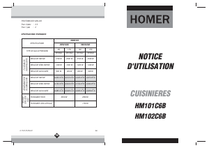 Mode d’emploi Homer HM101C6B Cuisinière