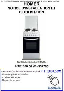 Mode d’emploi Homer HTF1000.50W Cuisinière