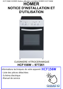 Mode d’emploi Homer HCF156W Cuisinière
