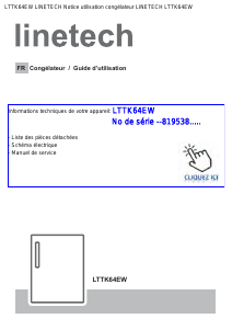Mode d’emploi Linetech LTTK64EW Congélateur