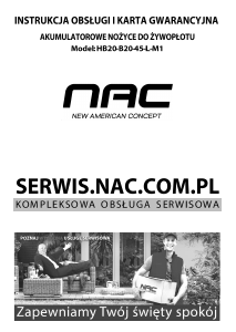 Instrukcja NAC HB20-B20-45-L-M1 Nożyce do żywopłotu