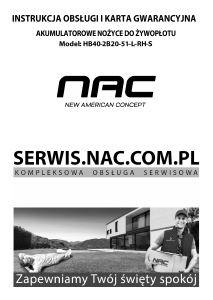 Instrukcja NAC HB40-2B20-51-L-RH-S Nożyce do żywopłotu