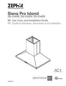 Manual Zephyr ZSL-E48DS Siena Pro Cooker Hood