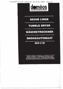 Mode d’emploi Doméos SCO6IR Sèche-linge