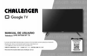 Manual de uso Challenger UHD 50TG82 BT T2 Televisor de LED