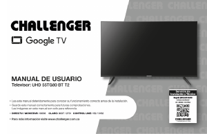 Manual de uso Challenger UHD 55TG80 BT T2 Televisor de LED