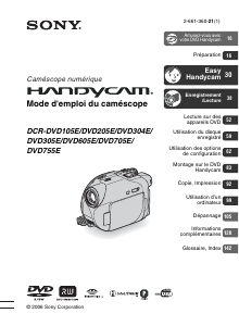 Mode d’emploi Sony DCR-DVD705E Caméscope
