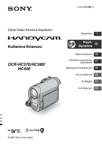 Kullanım kılavuzu Sony DCR-HC38E Kaydedici kamera