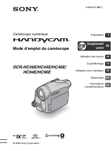 Mode d’emploi Sony DCR-HC44E Caméscope