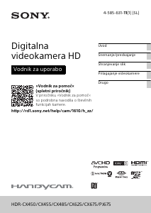 Priročnik Sony HDR-CX625 Prenosna kamera